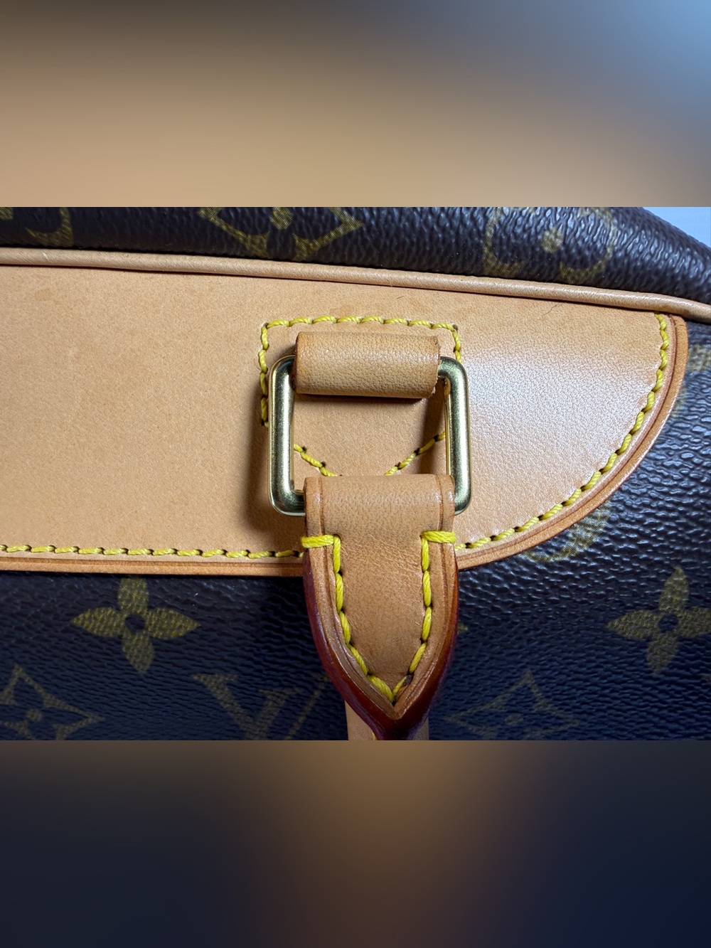 Louis Vuitton Deauville Monogram Satchel in Brown and Tan Leather Trim - Picture 12 of 16